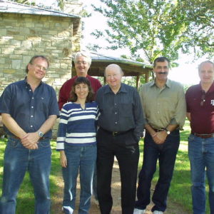 George Mitchell '40 (center) with members of the External Astronomy Advisory Committee