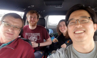 Texas A&M's TexAT team in a vehicle ready to return to College Station.