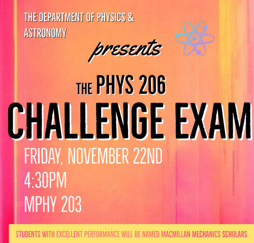 PHYS 206 Challenge Exam poster