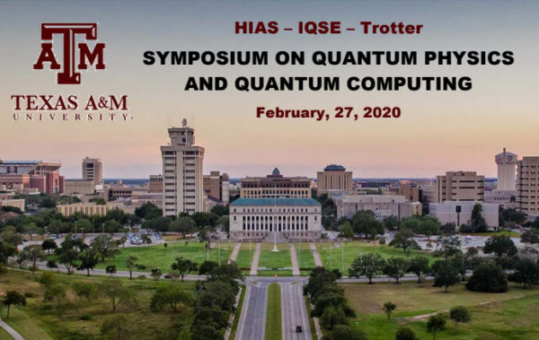 Symposium title with the A&M logo and a campus backdrop.