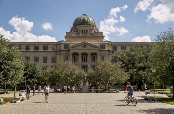 Front view of the Academic Plaza at Texas A&M University