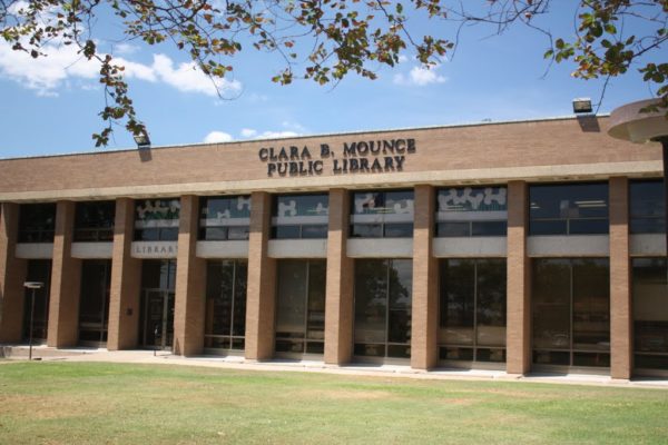 Front entrance of Clara B. Mounce Public Library
