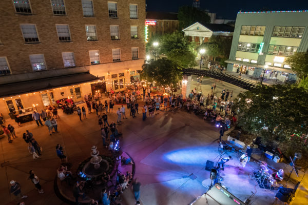 Several hundred people attending First Friday in Downtown Bryan, Texas