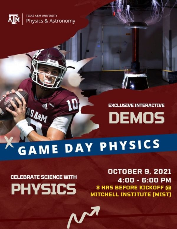 Game Day Physics vs. Alabama on October 9. 2021.